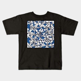 Blue 80s Memphis Shards Abstract Postmodern Pattern Kids T-Shirt